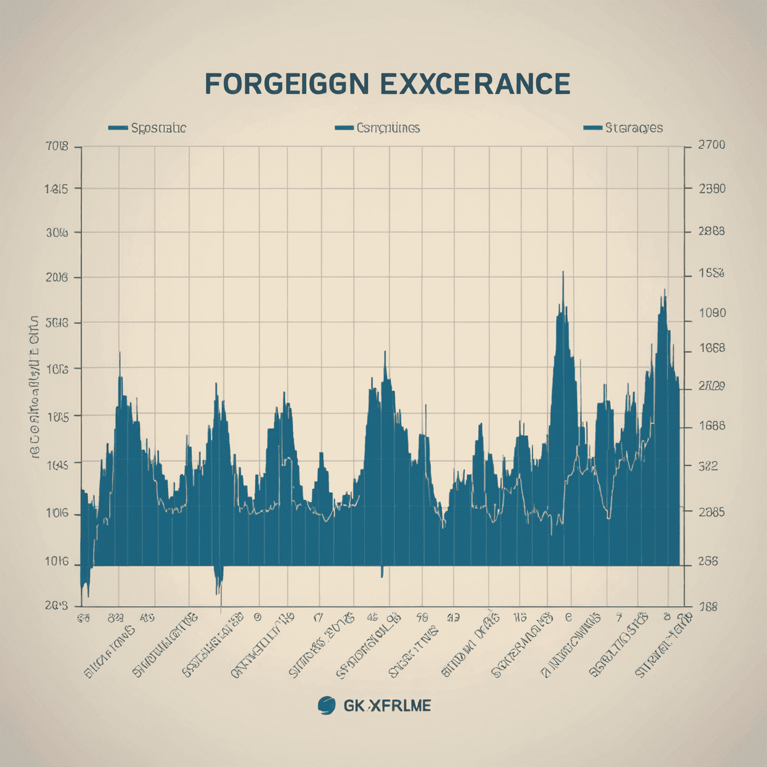 A graph showing fluctuations in foreign exchange rates over time