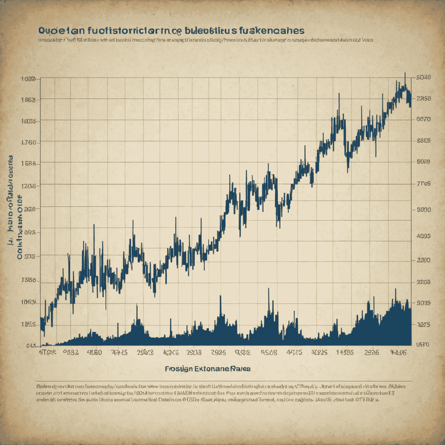 A graph showing fluctuations in foreign exchange rates over time