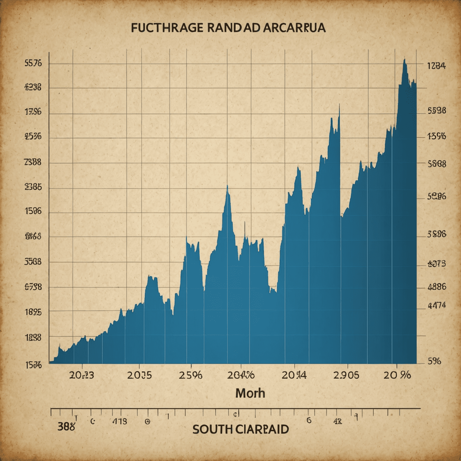 Line graph showing fluctuations in exchange rates between South African Rand and major world currencies