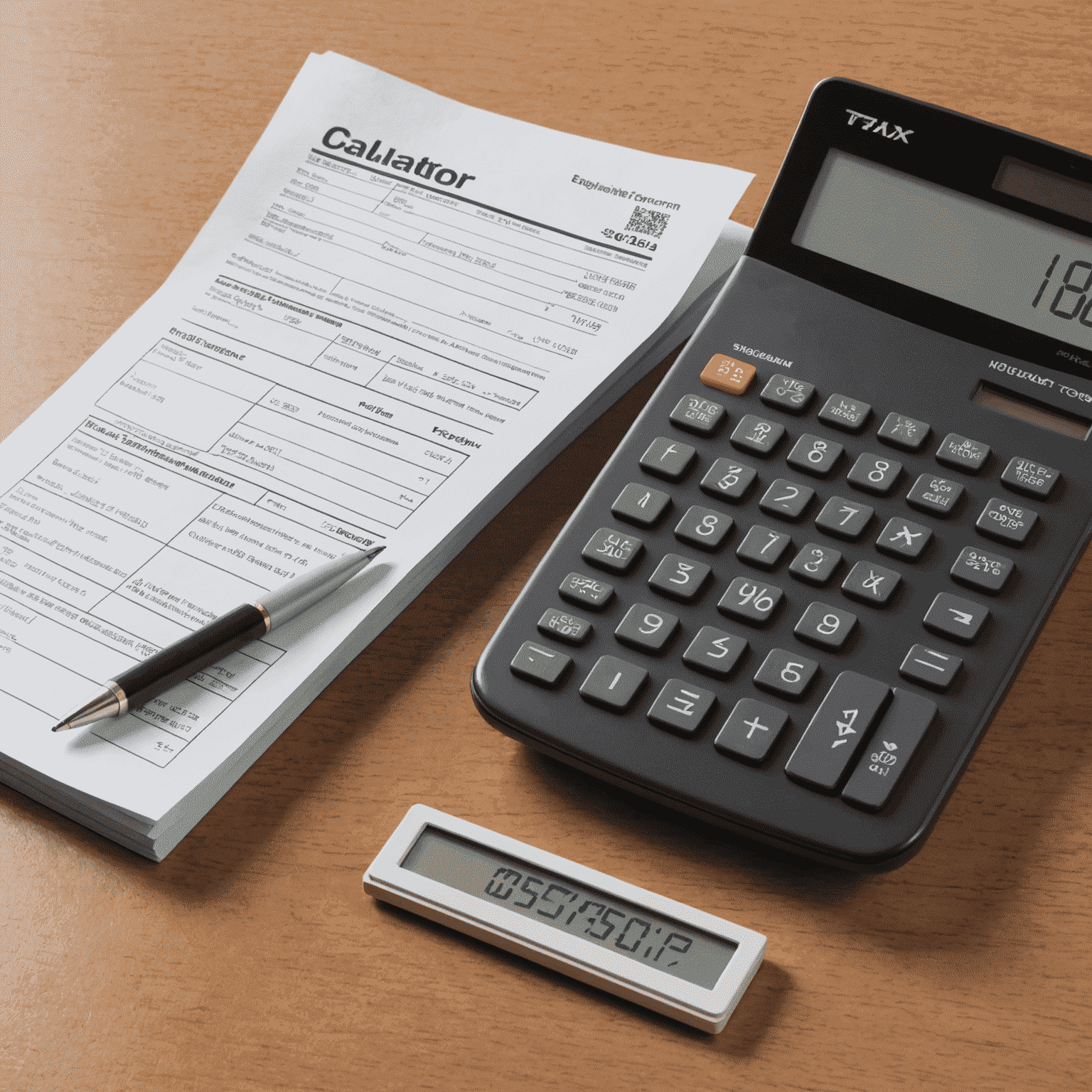 A calculator and South African tax forms on a desk