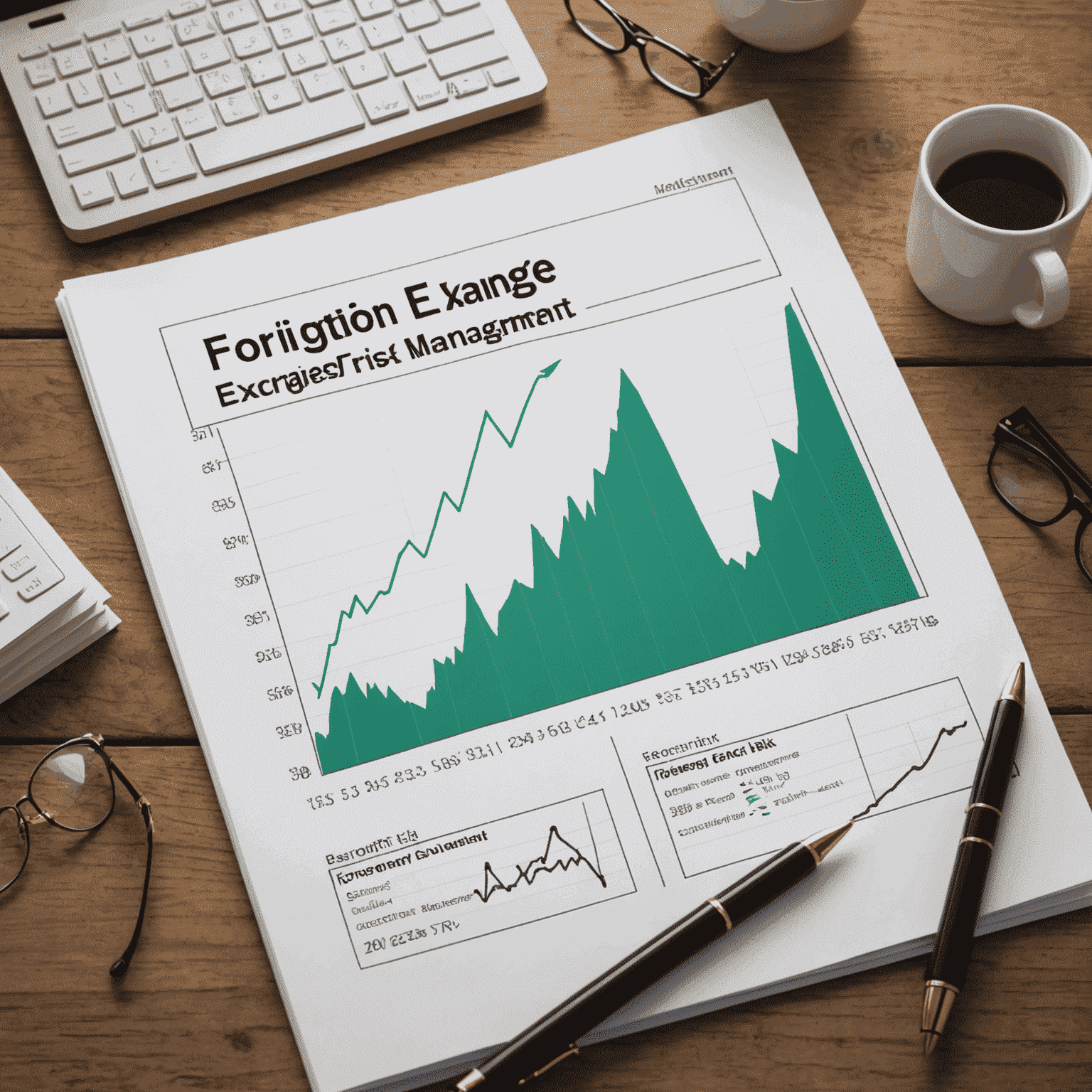 A line chart showing successful foreign exchange risk management